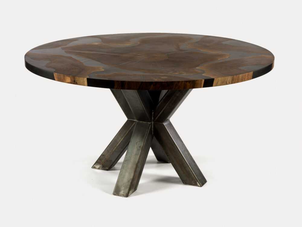 Walnoten tafel epoxy rond